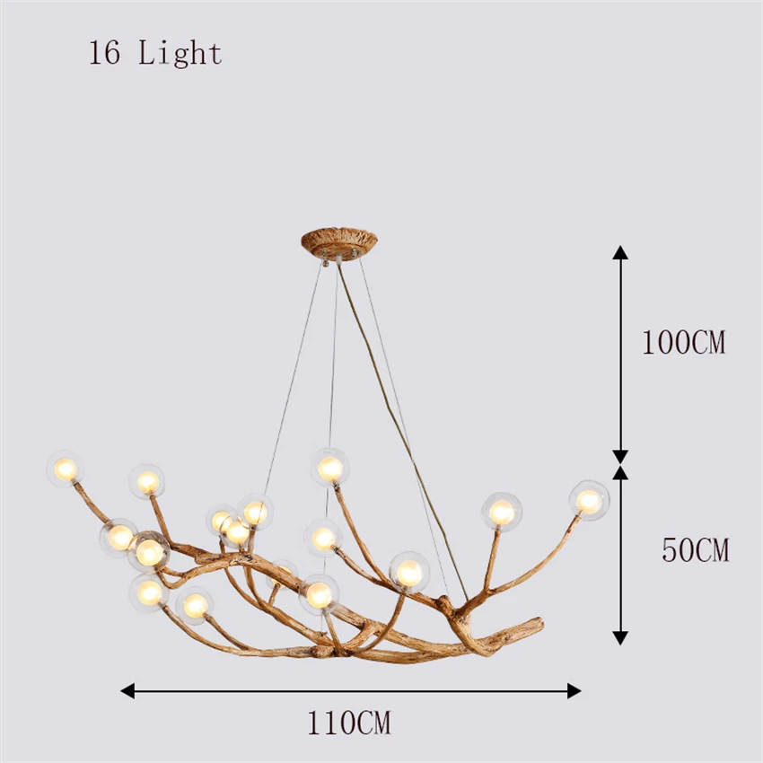 Tree branch chandelier Lighting Bar Restaurant Kitchen Dining room retro chandelier Industrial Loft Vintage Chandelier Lighting - Цвет абажура: 16 Lights