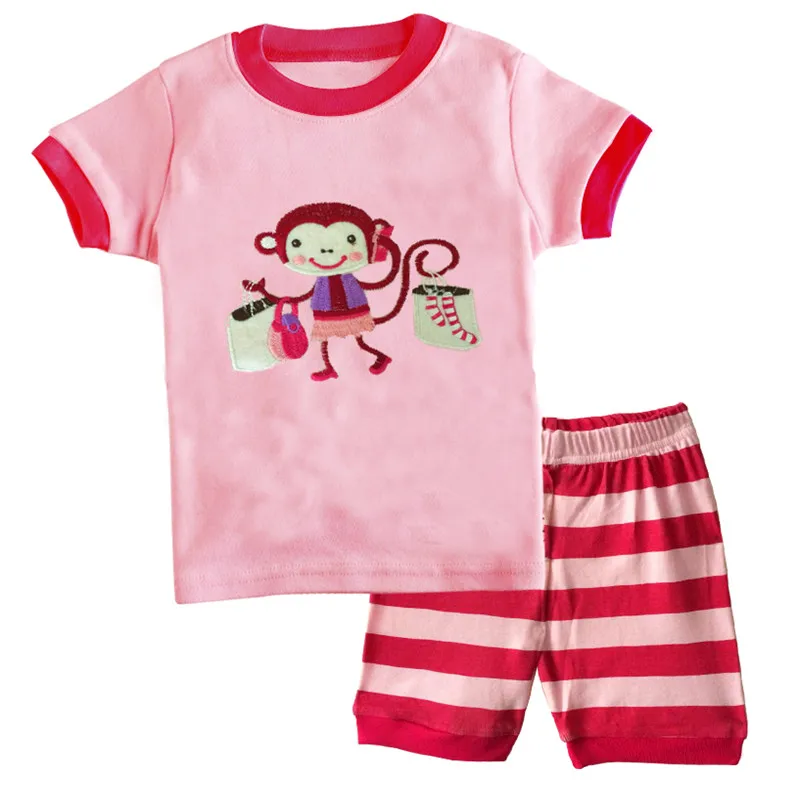 Пижамный комплект для маленьких детей; летняя детская хлопковая одежда для сна с короткими рукавами; пижамы с героями мультфильмов для мальчиков; Милая домашняя одежда для девочек; ночное белье для мальчиков