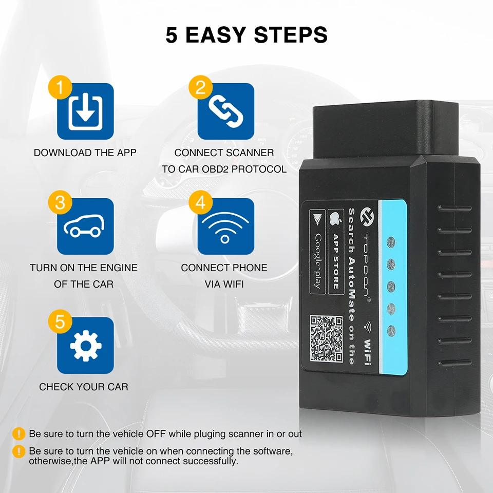 Topdon автоматический ELM327 PICI8F25K80 elm 327 WIFI с полным OBD2 функциями выключения MIL мини