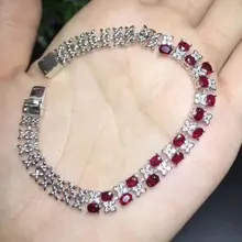 Отличающаяся хорошей устойчивостью натуральный 3*4 мм рубиновые браслеты s925 стерлингового серебра Элегантные Изысканные украшения для женщин обручальные кольца натуральный рубин
