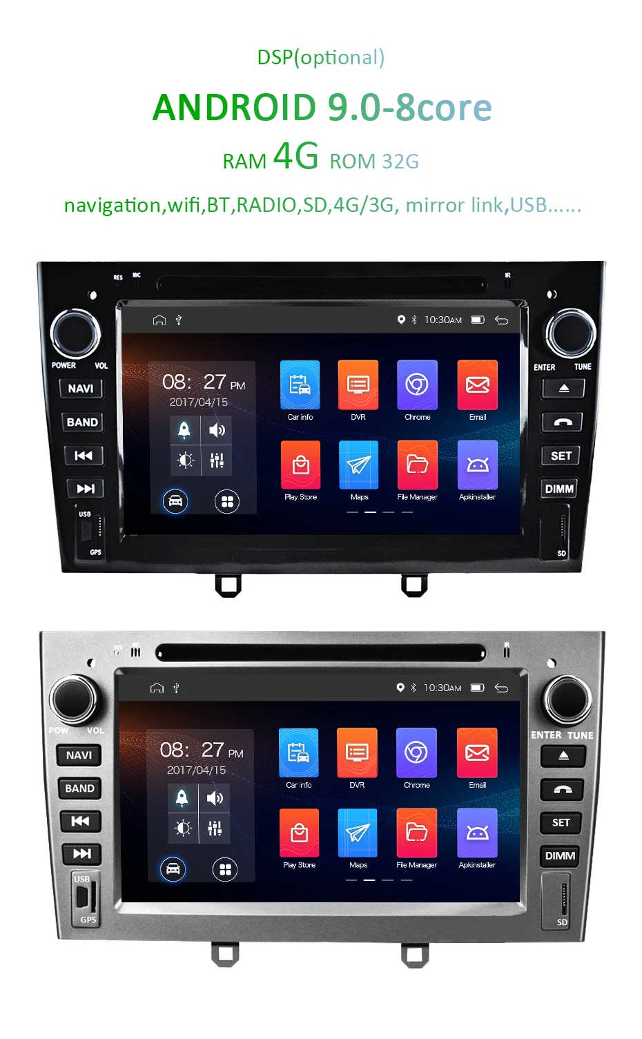 Discount Android 9.0 DSP AV Output Car GPS Radio for Peugeot 408 308 308SW DVD Player 4G 8 Core Navigation Stereo Multimedia Screen PC 3
