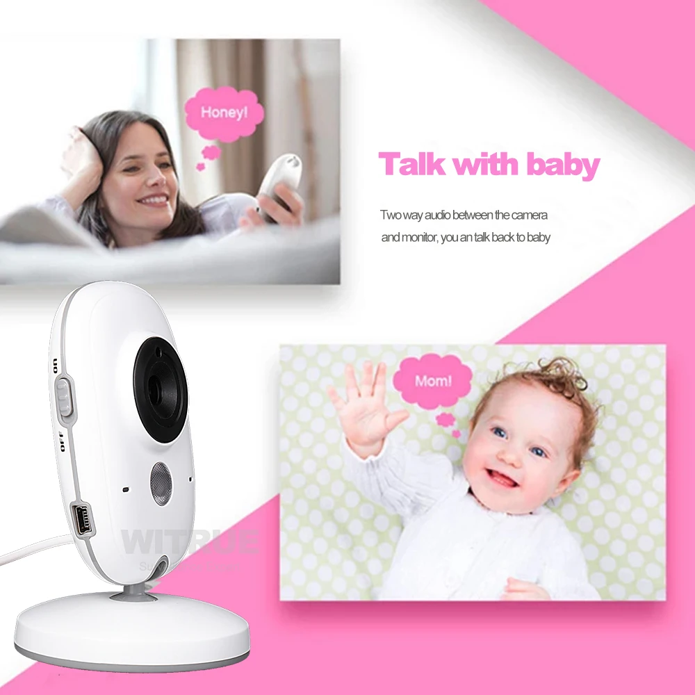 Video Monitor de bebé VB603 2,4g inalámbrico de 3,2 pulgadas LCD 2 Audio hablar visión en noche y con Video niñera bebé monitor de sueño - 6