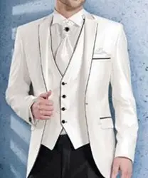 3 предмета в комплекте (куртка + брюки для девочек жилет) заказ жениха slim fit Мода свадебное платье Банкетный мужской бизнес костюм