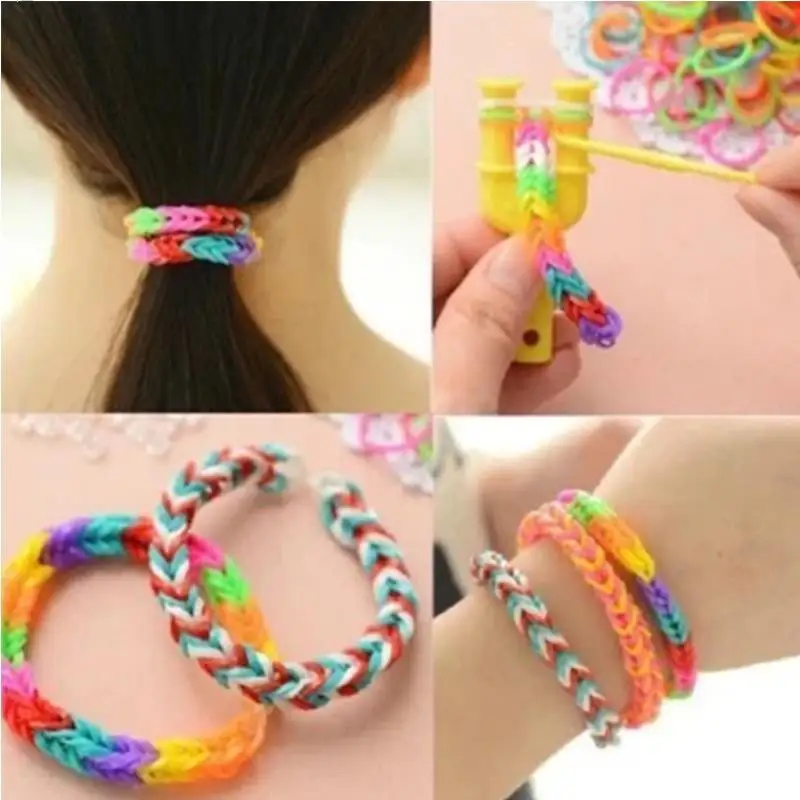 Loom Band Weaver Kit Loom Band Kit Loom Band Weaver Rubber Band Bracelet Kit Jewellery Making Kit Friendship Bracelet Making Kit 300pcs Rubber Loom Bands DIY Toys Lacing Bracelet For Kids Or Hair Rubber Bands Refill