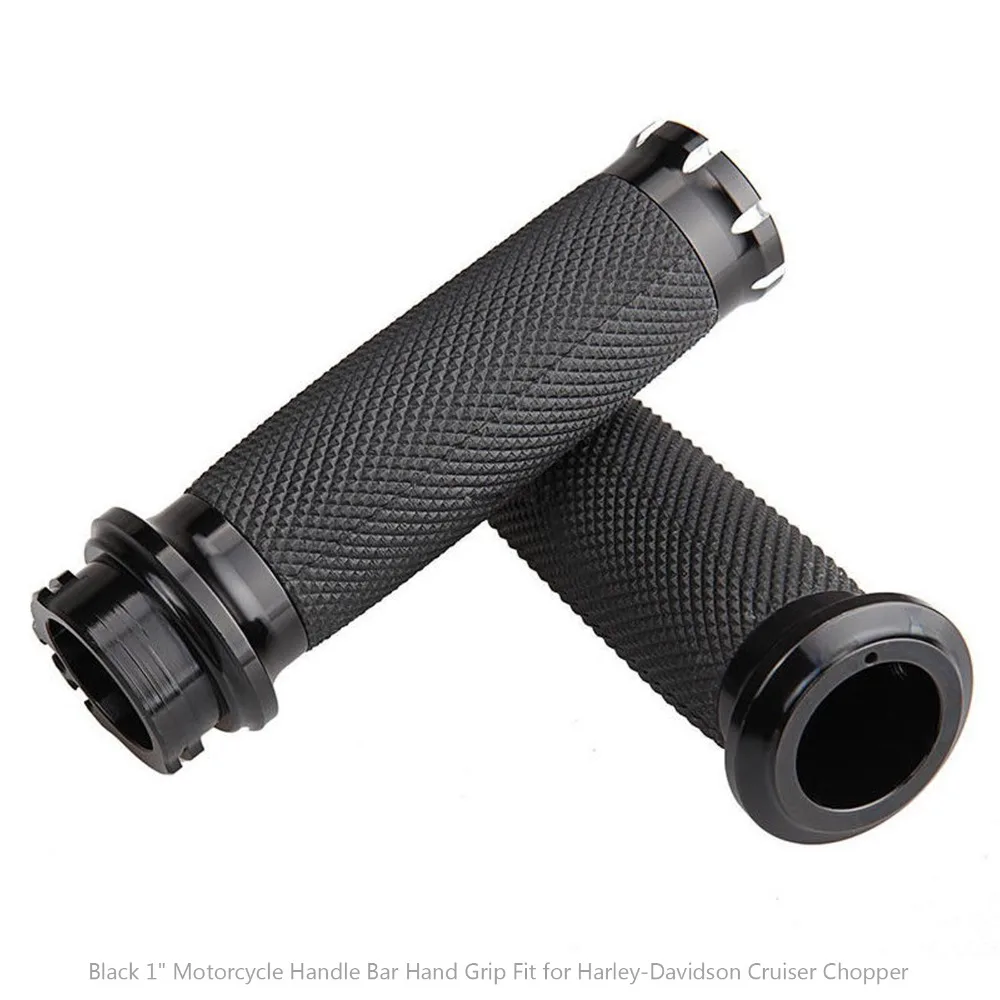 

Areyourshop Motorcycle Black 1" Motorcycle Handle Bar Hand Grip Fit for Harley-Davidson Cruiser Chopper New Fashion Motorbike