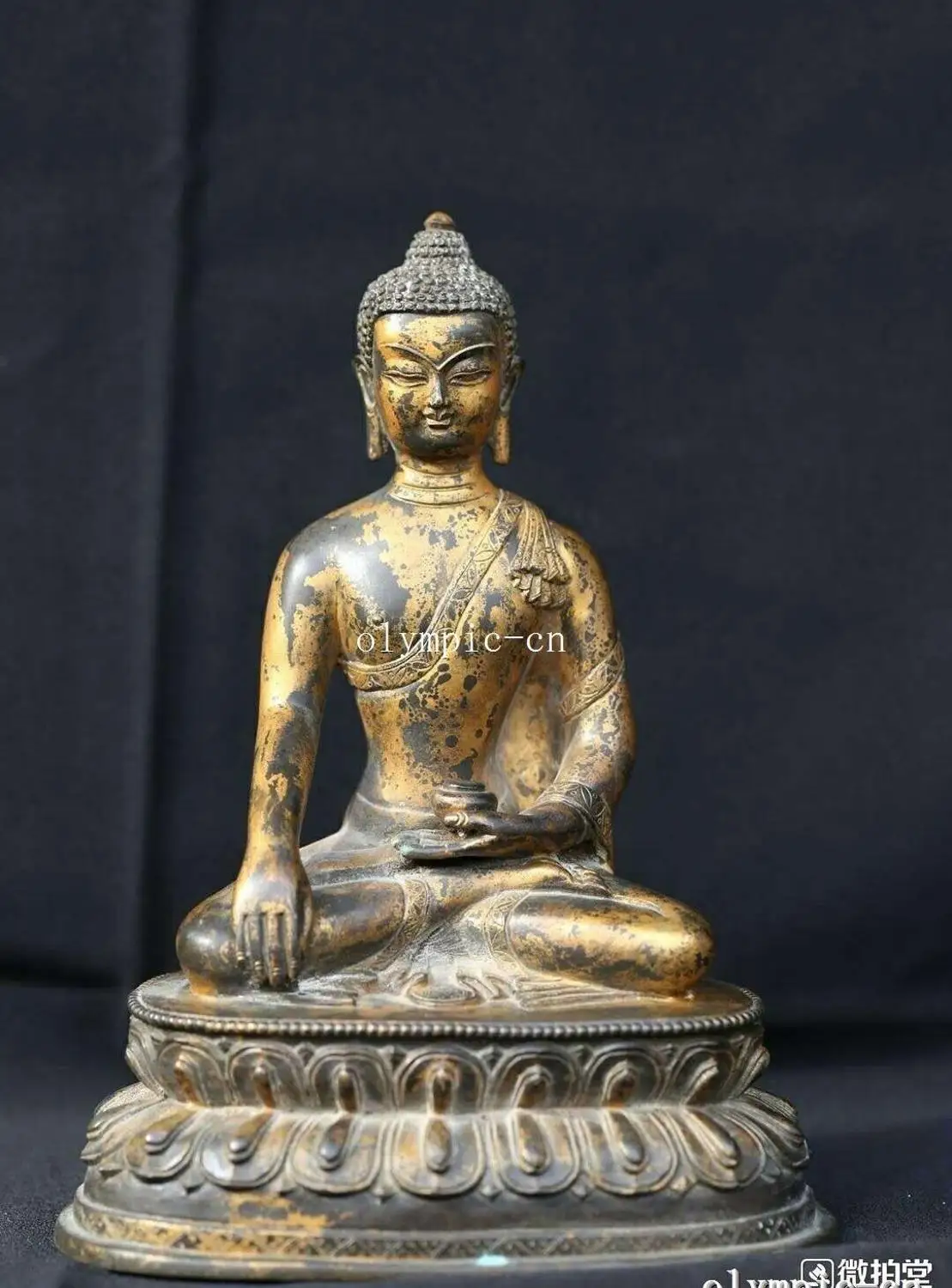 

8'' Bronze red copper gold carved buddhism buddha Vairocana Sakyamuni statue