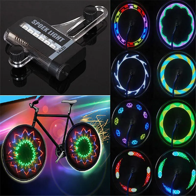 جديد اثنين الجانب Gofuly 14 LED دراجة نارية دراجة هوائية عجلة إشارة مصباح إطار دراجة 30 التغييرات شحن مجاني