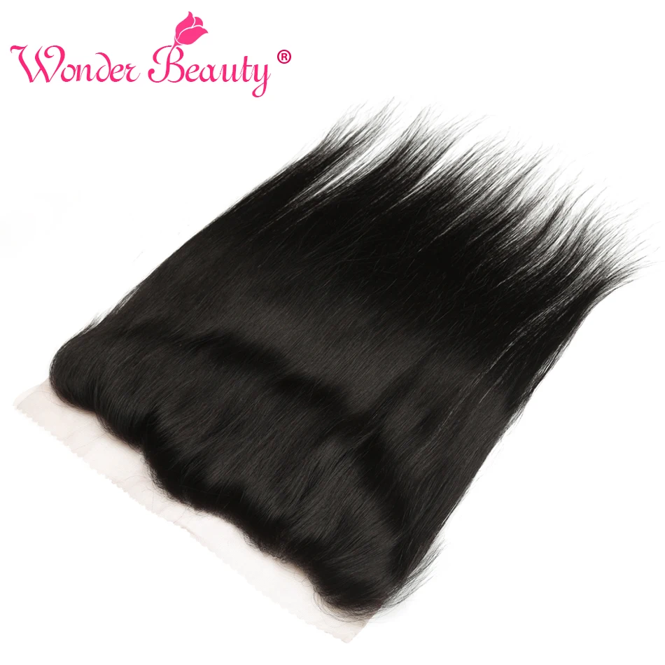 US $70.01 Wonder Beauty Peruvian Remy Hair Straight Free Part Lace Frontal Closure Hand Tied 13x4 Lace Frontal 130 Density Pure Color