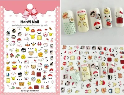 Лак для ногтей японский мультяшный стикер цельные украшения Покемон Тоторо дизайн пиратский бренд кошка олень наклейки для ногтей s наклейки - Цвет: HANYI-67