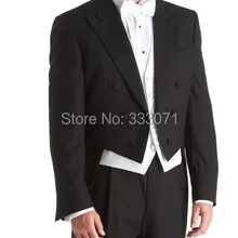 Черный портной смокинг для жениха костюмы джентльмена жениха фрак Свадебный костюм для вечеринки для мужчин 3 шт.(куртка+ брюки+ жилет