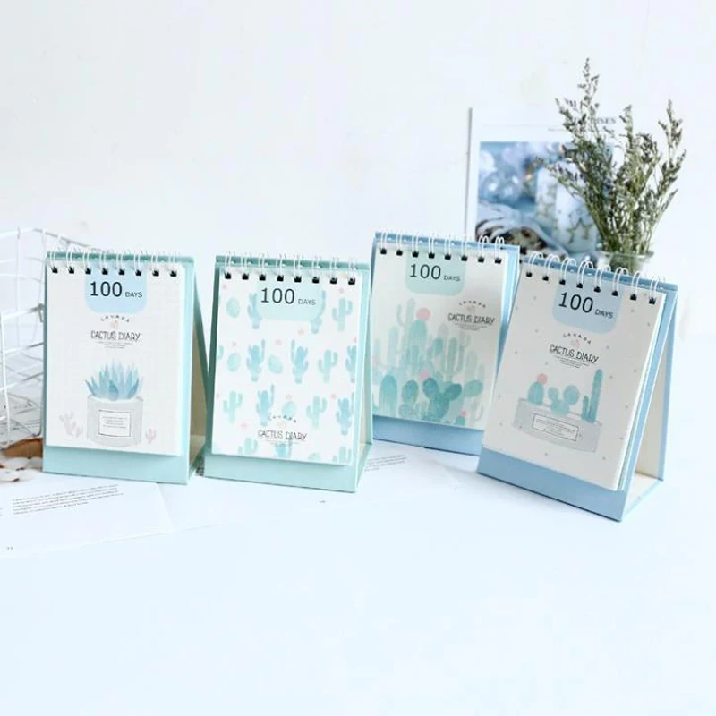 

1 Pcs Novelty Calendar Style Cartoon Cactus Design Office School 100 days daily planner notebook stationery student desk planner