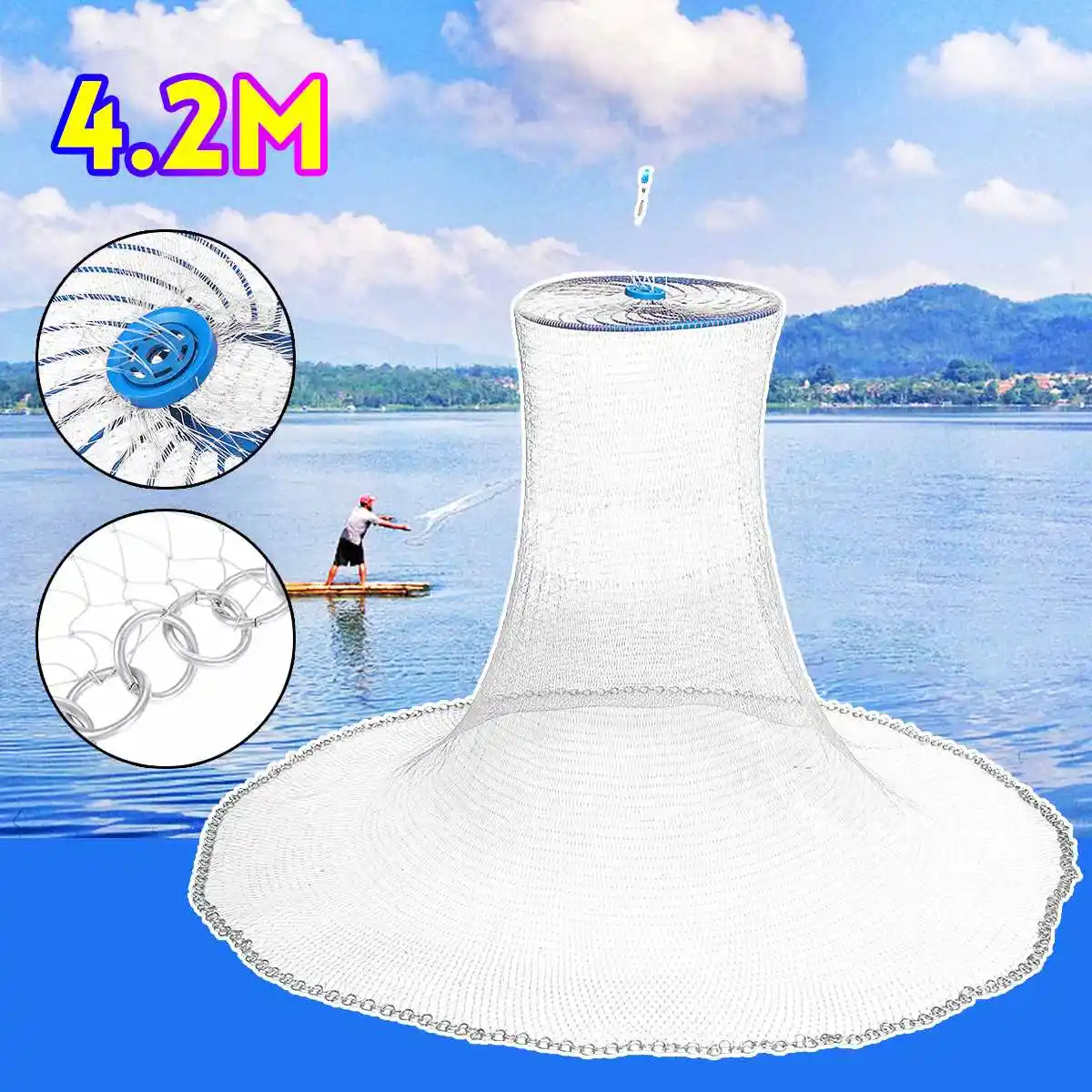 

Big Fishing Net Hand Throw Manual Fishing Net Spin Bait Hand Fly Cast Fishing Metal Chain Network For Fishing Accessoried Tools