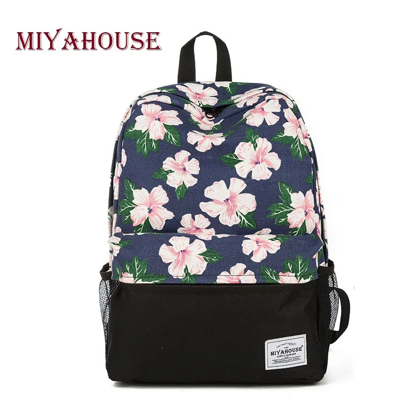 

Miyahouse Unique Printing Backpack Women Floral Bookbags Canvas Backpack School Bag For Girls Rucksack Female Travel Backpack