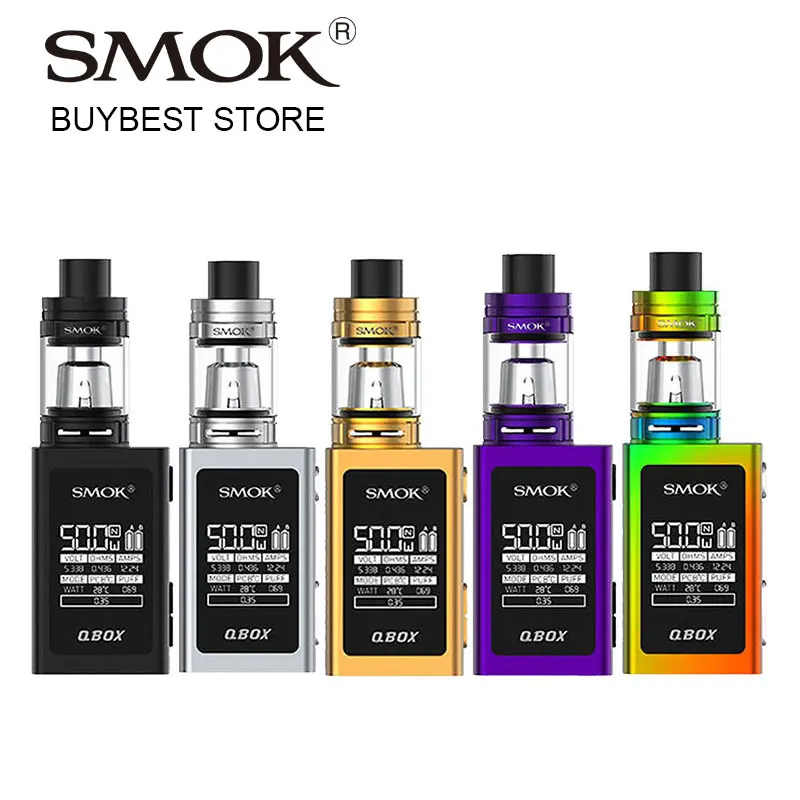 

Original SMOK QBOX TC Starter Kit with TFV8 Baby Tank 2ml/3ml Atomizer & 50W Box MOD 1600mAh Built-in Battery Vape Kit