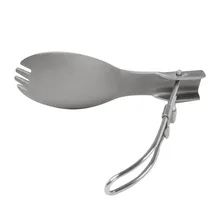 Outdoor Camping Picnic Tableware Stainless Steel Folding Spoon with Saw Teeth TW 104 New free shipping