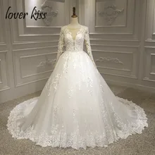 Lover Kiss Vestido De Noiva, кружевное свадебное платье принцессы с v-образным вырезом и длинным рукавом, свадебные платья для свадьбы, Robe de mariee