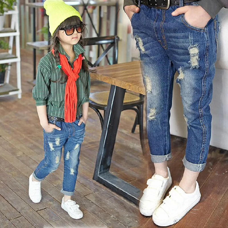 Джинсы детские хлопковые для мальчиков и девочек 4 12 лет|children jeans|children jeans pantsinfant |