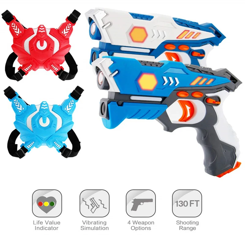 

new infrared laser tag toy gun versus gunshot light indoor and outdoor game gift set Children gift Kids Multiplayer-2guns+2vest