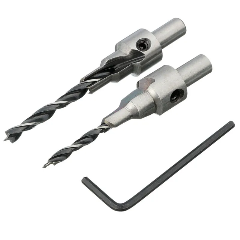 

2pc Countersink Drilling 3 Steps Pilot Drill Bits Set Reamer Screw Wood Window Hinge Hole Saw Chamfer 4 6 5 7mm steps 8mm Shank