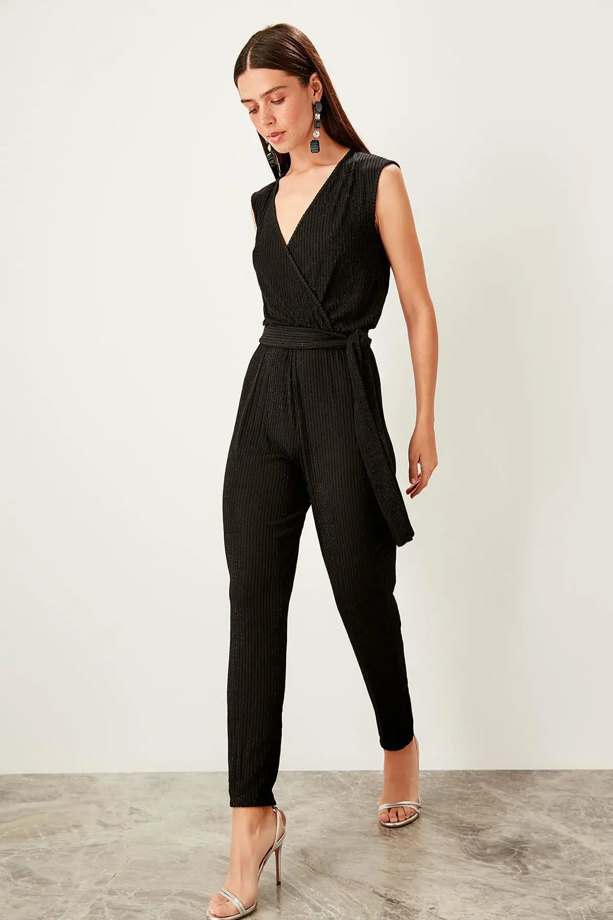 Trendyol черный комбинезон с поясом TPRSS19TU0008| |