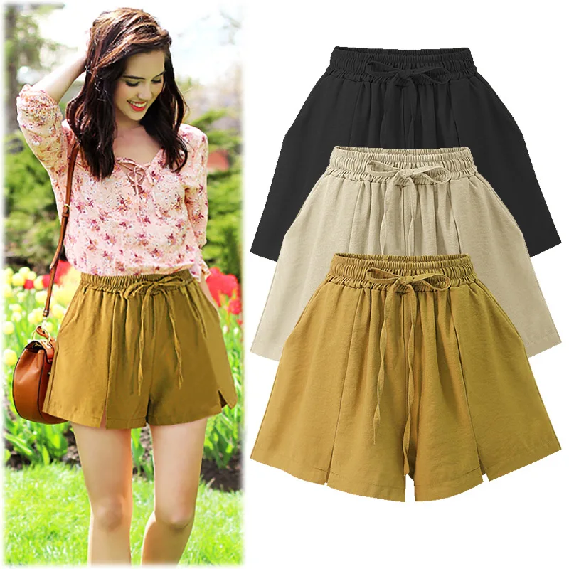 Shorts Women Fashion summer Casual chiffon High waist plus
