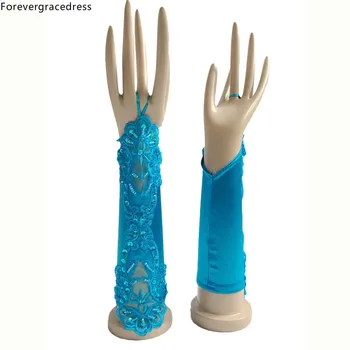 

Forevergracedress Fingerless Blue White Ivory Bridal Gloves For Wedding Bride Cheap Lace Applique Accessories