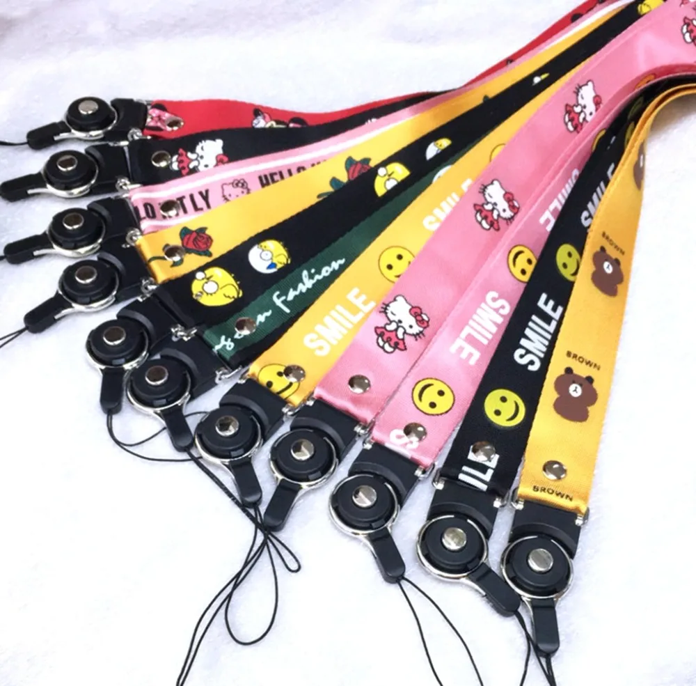 تمريرة id شارة حامل البطاقة الكرتون الهاتف الحبل الرقبة الأشرطة رياضة مفتاح/حامل الهاتف المحمول usb diy هانغ حبل الوهق الحبل