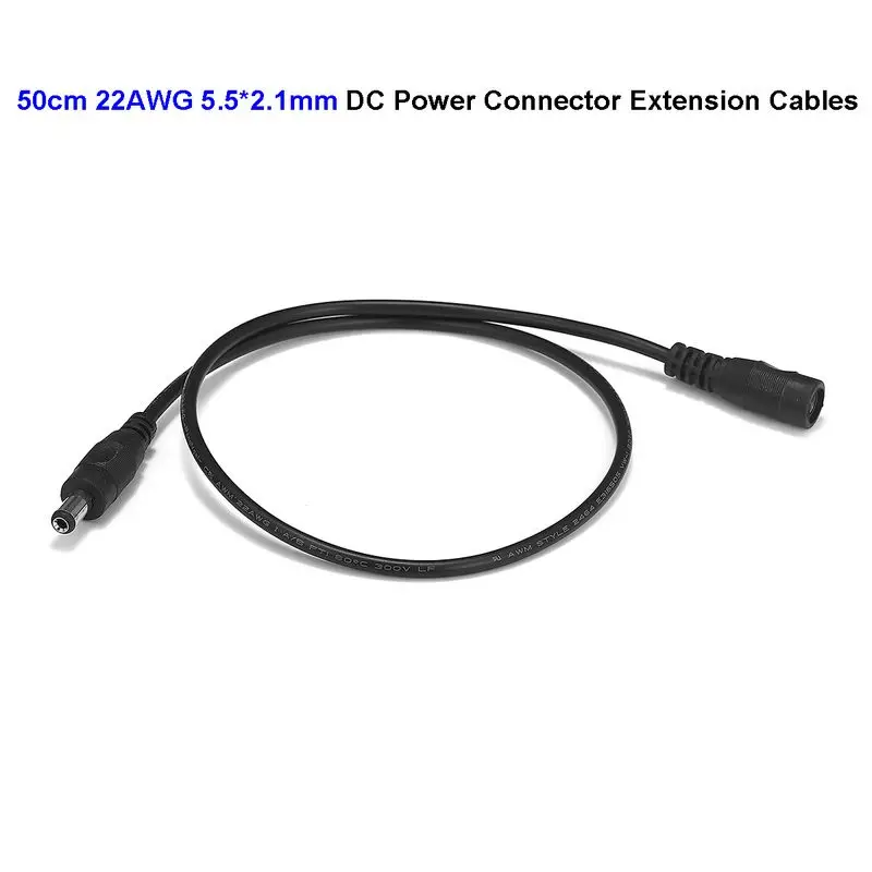 

10pcs RGB LED Strip 12V Power Extension Cable 5.5 x 2.1mm DC Jack Connector Power Wire 50cm 1m 1.5m 2m 3m 5m For CCTV Camera