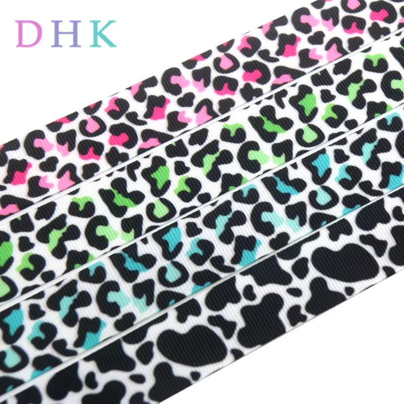 DHK 5 ярдов корова леопард джунгли напечатан grosgrain ленты ленточный аксессуар hairbow