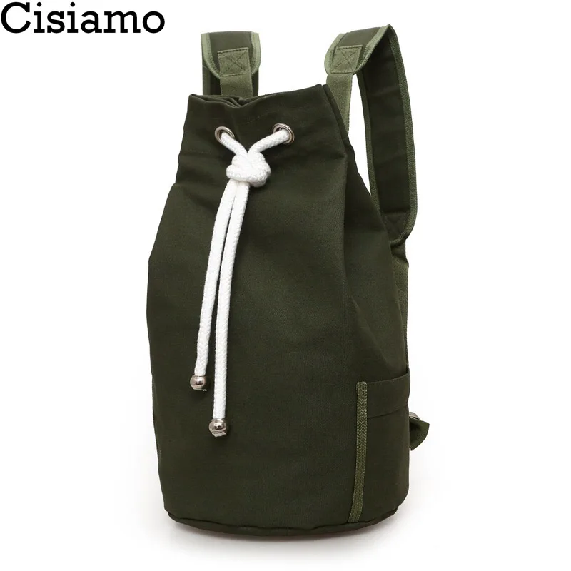 Cisiamo Canvas DrawString Backpack Large Capacity Bucket Bag Riding-in Backpacks from Luggage ...