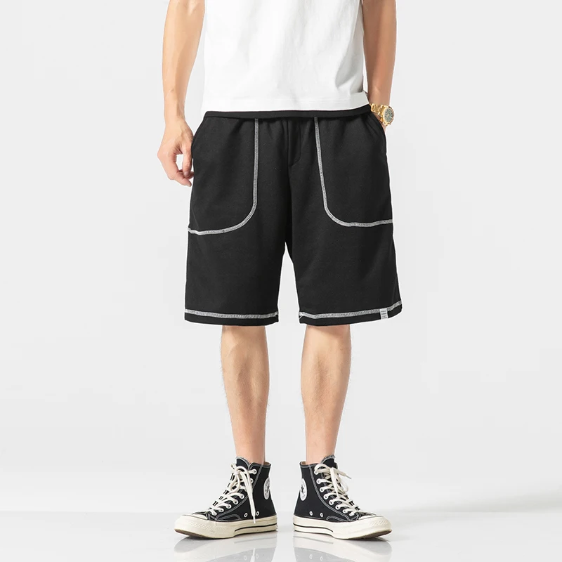 Весна и лето китайский стиль Мужские удобные высококачественные спортивные однотонные мужские уличные хлопковые свободные шорты