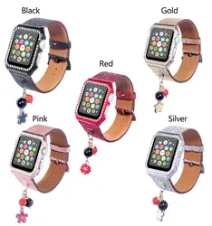 Для apple watch band для apple watch 1/2/3/4 кожаный ремешок для наручных часов с Новинка подвесной ремешок и на высоком каблуке, инкрустированные алмазами