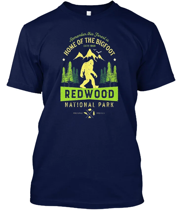 Redwood национальный парк Винтаж Калифорния Bigfoot T Популярные Tagless футболка | Мужская