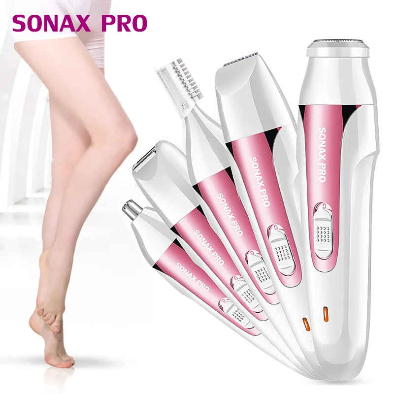 

5in1 Charge Electric Shaver Trimmer Epilator Hair Remover Body Armpit Lip Arm Leg Hip Back Navel Eyebrow Nose Hair BIKINI Trimer