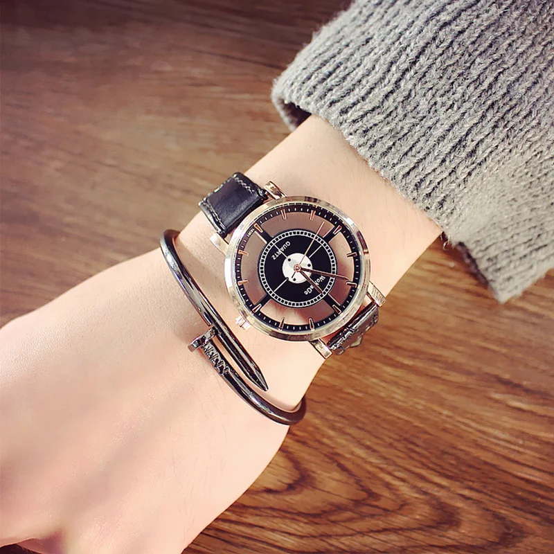 

Luxury Hollow Dial Women Watches Casual Ladies Fashion Dress Leather Band Ladies Watch Skeleton Female Quartz Wristwatch Clock