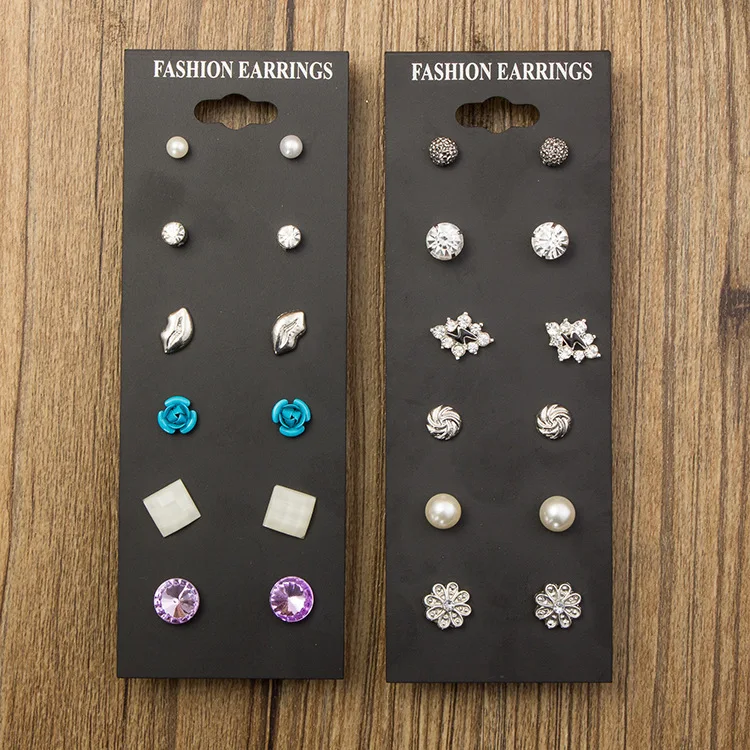 

New Arrival Cute Flower Stud Earrings Set Round Crystal Pearl Small Piercing Earring For Women Pending Jewelry Bijoux Female