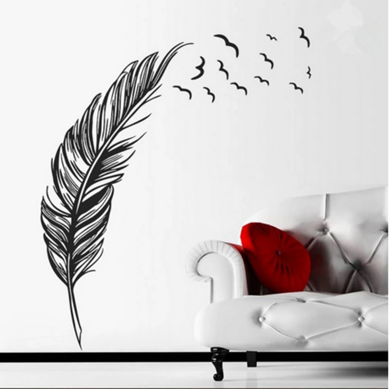 

Birds Flying Feather Wall Stickers Home Bedroom Living Room Decal Stiker Art Decoration Vinyl Window Wall Sticker