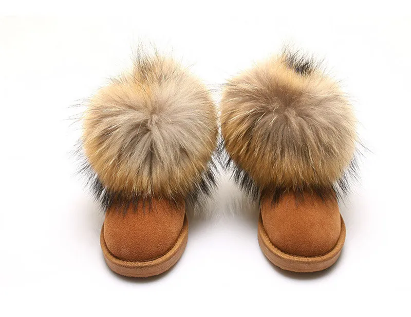 

Real Fox Fur Winter Snow Boots Woman Ankle Boots Female Suede Genuine Leather Flat Winter Warm Shoes Botas Mujer Plus Size 40