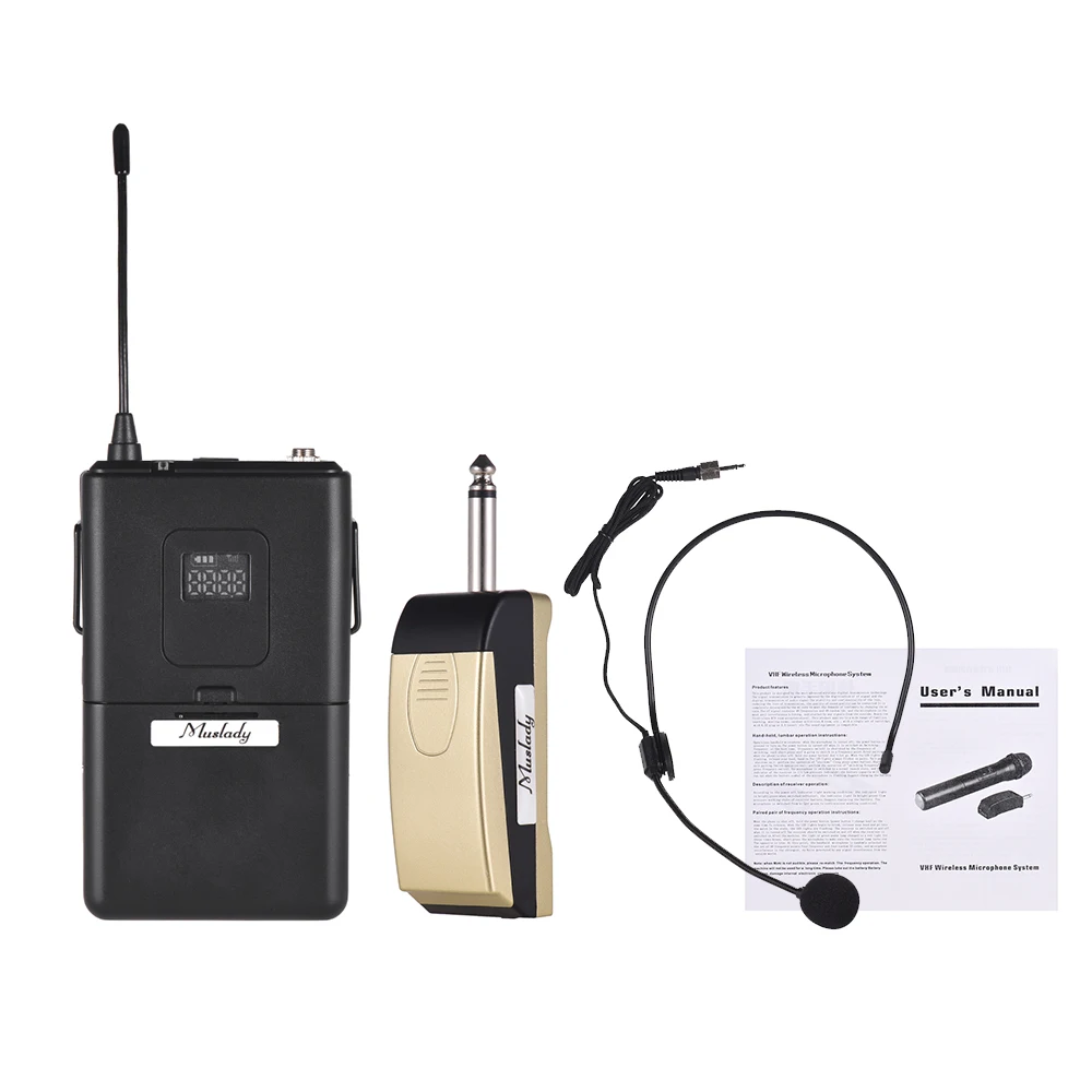 

Muslady UHF Wireless Microphone Mic System with Receiver Transmitter Clip-on Lapel Lavalier Microphone for Public Speech
