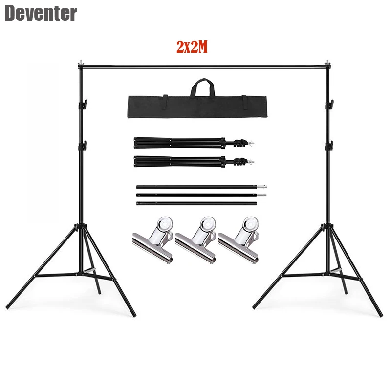 

Photo Studio 2x2M Background Stand 6.5x6.5Ft Adjustable Aluminum alloy Background Stand Kit Support System Stand and Carry Bag