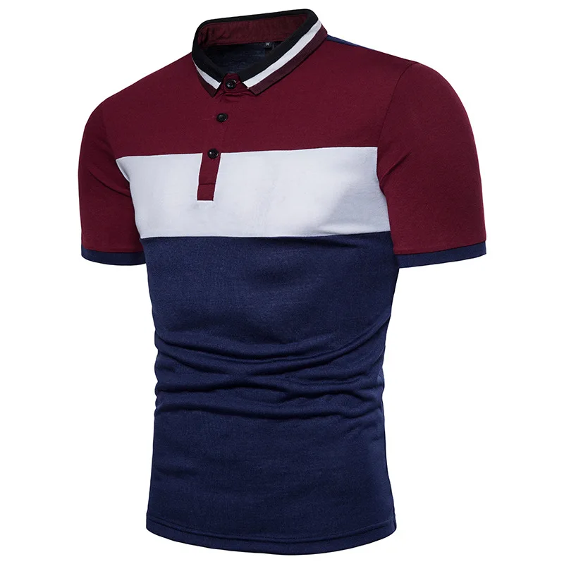 Men's POLO tri-color stitching fashion 