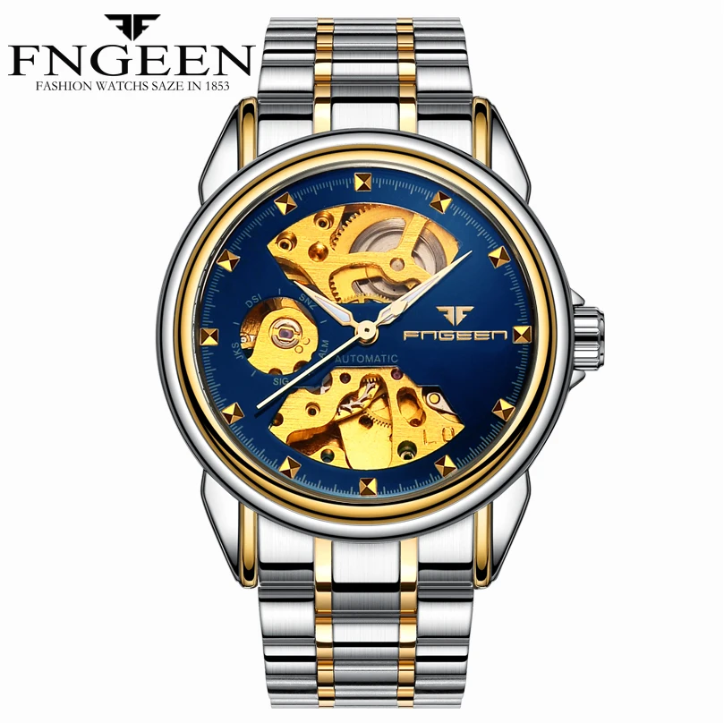 

FNGEEN Automatic Watch Men Gold Watch Skeleton Dial Fashion Design Suit for Men Boy Best Gift for Birthday and lover