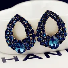 Мода Brincos Perlas Новые Девушки Серьги Bijoux синий циркон серьги гвоздики для женщин Свадебные ювелирные изделия серьги один реж