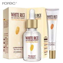 ROREC 2 шт. Сыворотка для лица с белым рисом+ крем для глаз Отбеливающая увлажняющая эссенция уход за кожей увлажнение против старения удаление темных кругов