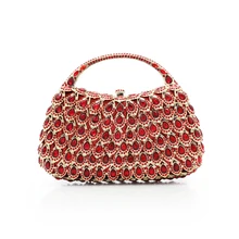 Элегантная Женская Блестящая Сумочка с кристаллами клатч вечерняя сумка(8760A-R