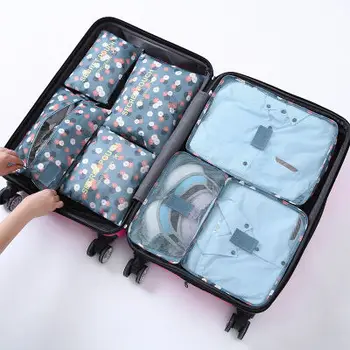 

7 Pcs/Set Large Capacity Travel Organizer Portable Women Storage Bags Luggage Clothes Tidy Organizer Waterproof Storage Case