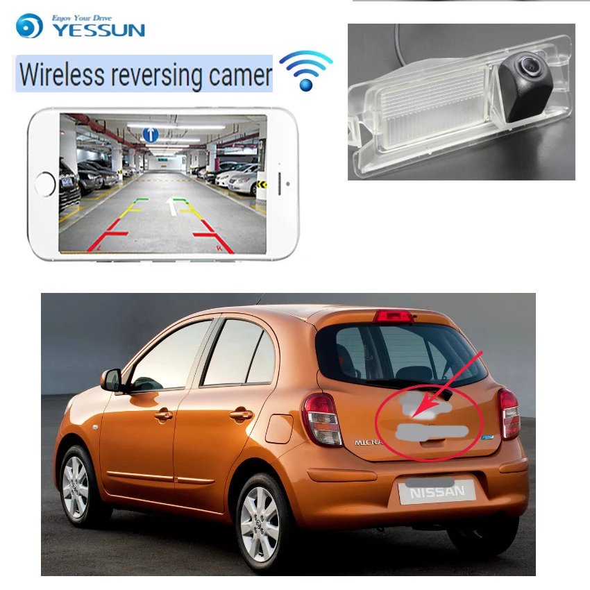 Беспроводная камера заднего вида YESSUN для Nissan Micra March C + K13 MK4 CCD ночного видения