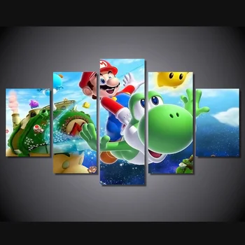 

5 Piece HD Cartoon Super Mario Painting on Canvas Room Decoration Print Poster Picture Wall Art Painting Children Gifts