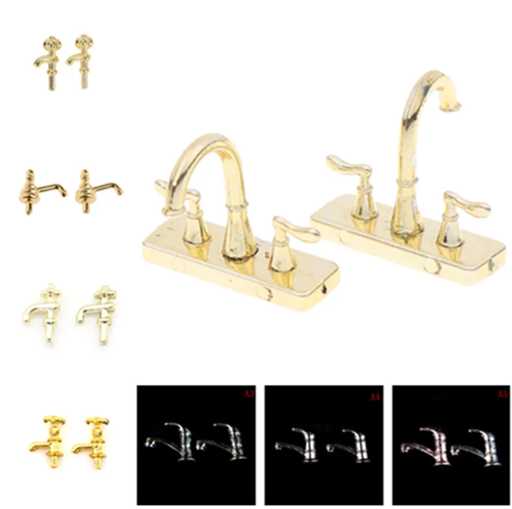 

1/12 Dollhouse Miniature Bathtub Faucet Simulation Water Tap Model Toys for Doll House Decoration Furniture Accessories