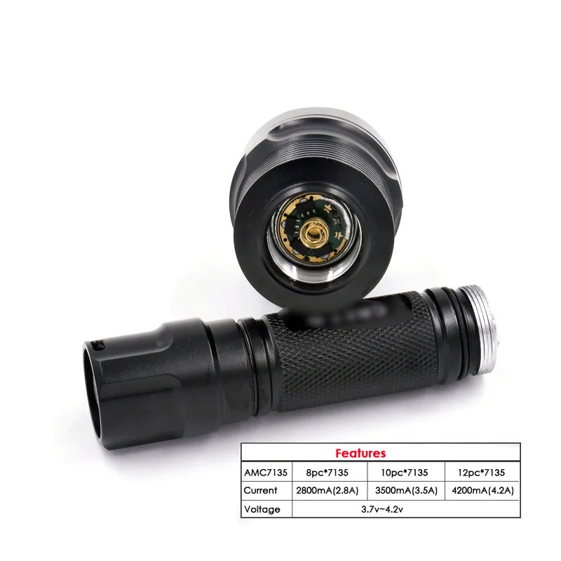 C12 CREE XP-L HI V3 светодиодный светильник-вспышка с медной звездочкой XPL 12x7135 драйвер 1000 лм холодный белый светильник 5 Режим отражатель SMO